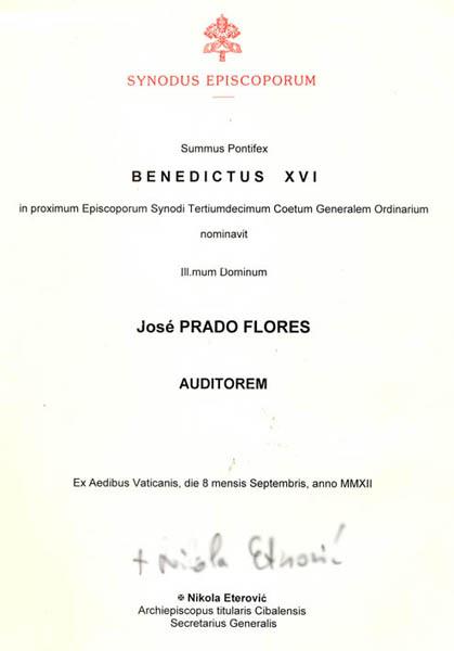 Invitación al Sínodo de Obispos
